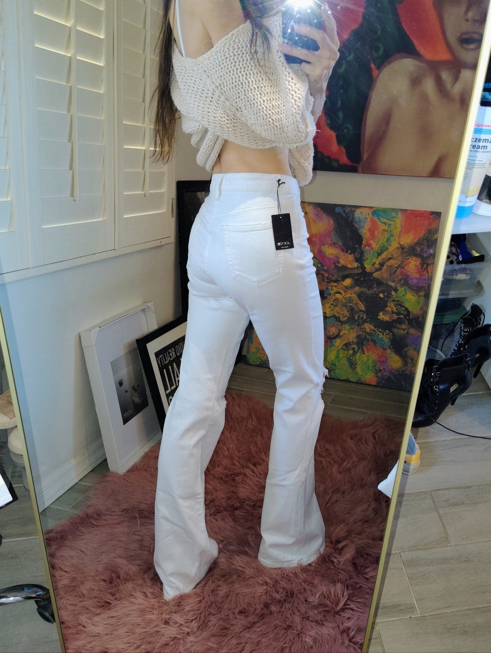 Joe's "The Lolita"  White Extra Long High Rise Flare Jeans